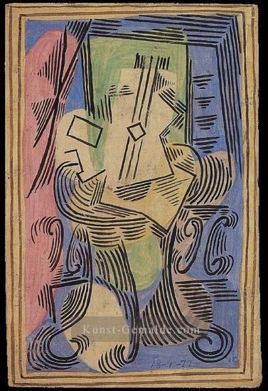 Still Leben a la guitare sur gueridon 1922 kubist Pablo Picasso Ölgemälde